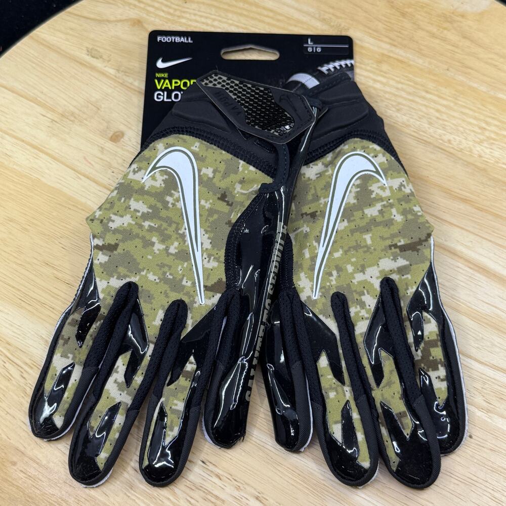 Nike Vapor Jet 6.0 NFL Salute To Service Black Camo Football Gloves Men's Medium